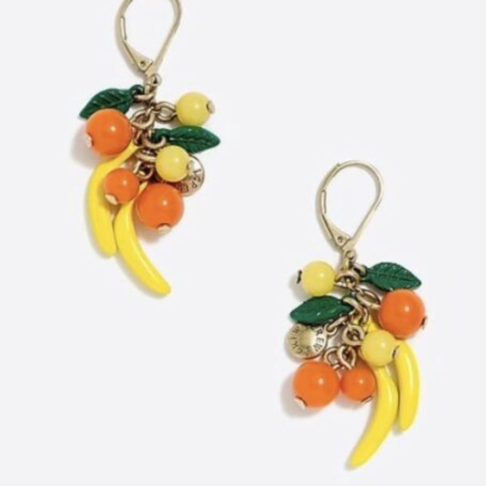 J CREW BRIGHT CITRUS Fruit bunch Drop EARRINGS